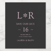 Black & Lilac | Stylish Wedding Save the Date Wijn Etiket (Enkel label)