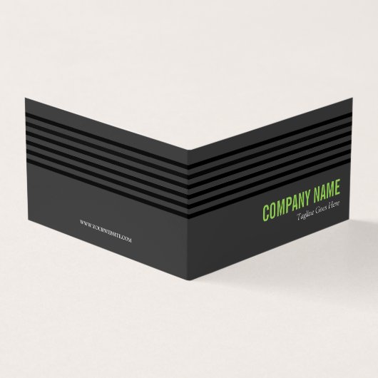Black Lime Green & Grey Hang Label Visitekaartjes (Buitenkant)