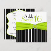 Black, Limoen, White Sweet 16 Invitation FAUX Blin Kaart (Voorkant / Achterkant)