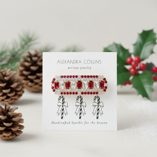 Black Line Art Festive Candy Cane & Bow Hairclip