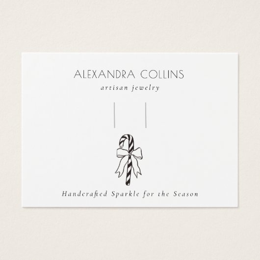 Black Line Art Festive Candy Cane & Bow Hairclip (Devant)