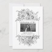 Black Line Florals Foto Begrafenisprogramma Kaart (Voorkant)