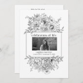 Black Line Florals Photo Funeral Programme (Devant / Derrière)