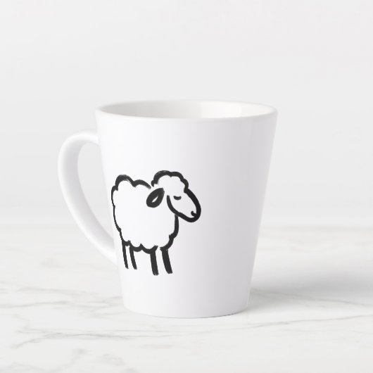 Black Line Sheep – Cozy Animal Ink Design on Latte Mok (Linkerhoek)
