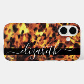 Black Line White Script Jouw naam Tortoiseshell Case-Mate iPhone Case (Achterkant (horizontaal))