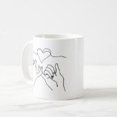 Black Lineart main Valentine's Day Mug (Devant gauche)