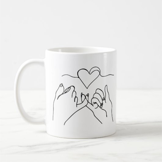 Black Lineart main Valentine's Day Mug (Gauche)