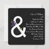 Black Linen Contemsive Wedding Invitation Kaart (Voorkant)