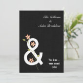 Black Linen Modern Wedding Invite Kaart (Staand voorkant)