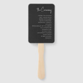 Black Linen Simple Black Script Weddenschap Hand F Handwaaier (Achterkant)