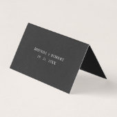 Black Linen Simple Black Script Weduwgoedkaart Visitekaartjes (Achterkant)