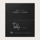 Black Linen Simple Black Script Weduwgoedkaart Visitekaartjes (Buitenkant ongevouwen)