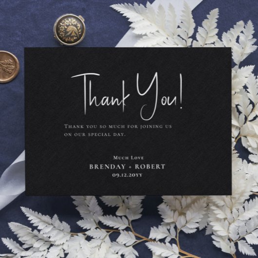 Black linen Simple Script Welcome Hartelijk dank Bedankkaart