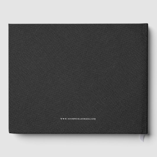 Black linen Simple Script Welcome Hartelijk dank Gastenboek (Achterkant)