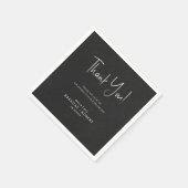 Black linen Simple Script Welcome Hartelijk dank Servet (Hoek)