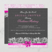 Black Linen Texture & White  Lace 2 Kaart (Voorkant / Achterkant)