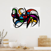 Black Lines Color Block Abstrait Poster (Cuisine)