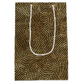 Black Lines Stippen Gold Faux Folie Middelgrote Gi Medium Cadeauzakje (Achterkant)