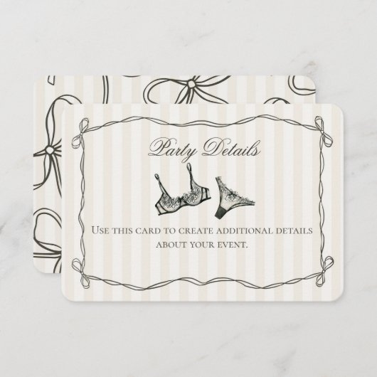 Black Lingerie Douche Beige Détails Invitation Ins (Devant / Derrière)