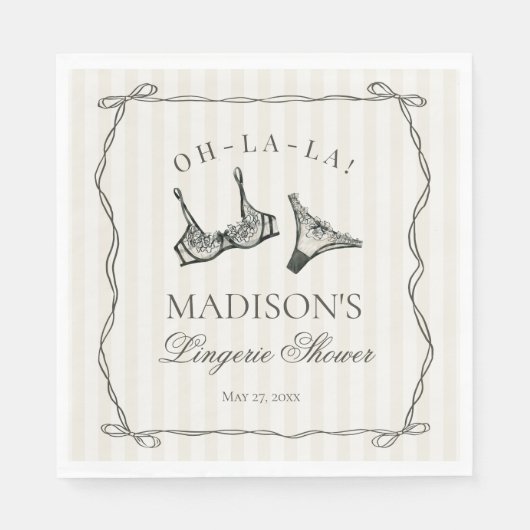 Black Lingerie Shower Bachelorette Table Decor Servet (Voorkant)