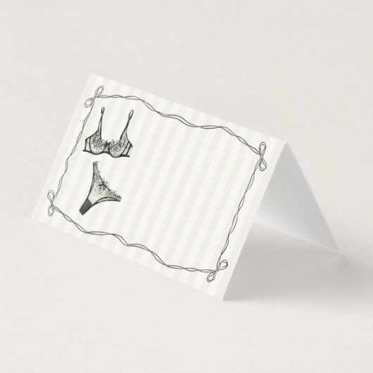 Black Lingerie Shower Bow Place Card Table Decor Kaart (Voorkant)