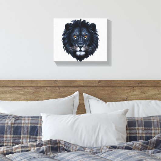 Black Lion Face Canvas Afdruk (Insitu (Slaapkamer))
