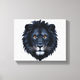 Black Lion Face Canvas Afdruk