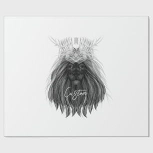 Black Lion met Antlers Crown en Monogram Cadeaupapier