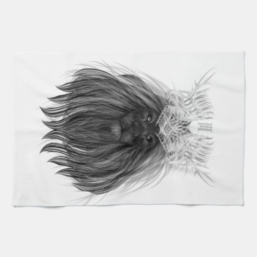 Black Lion met Antlers Crown en Monogram Theedoek (Horizontaal)