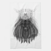 Black Lion met Antlers Crown en Monogram Theedoek (Verticaal)