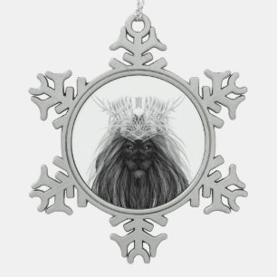 Black Lion met Antlers Crown en Monogram Tin Sneeuwvlok Ornament