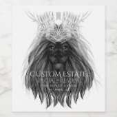Black Lion met Antlers Crown en Monogram Wijn Etiket (Enkel label)