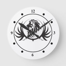 Black Lions Head Ronde Klok