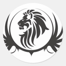 Black Lions Head Ronde Sticker
