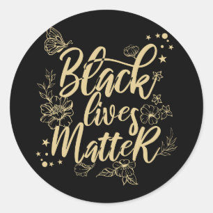 Black Lives Matte Legant Black en Gold BLM Ronde Sticker