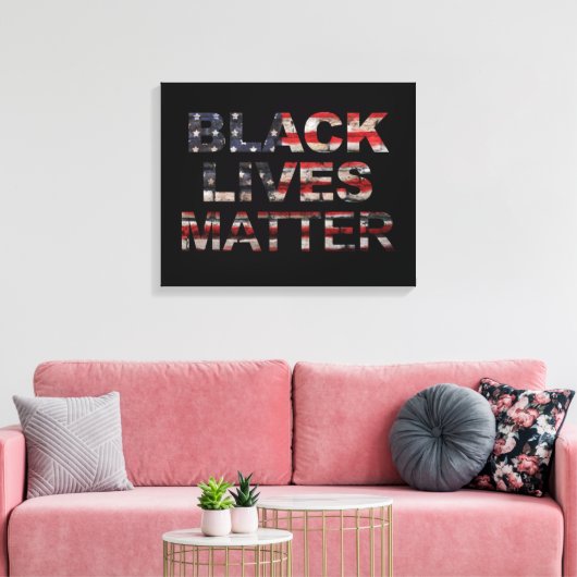 Black Lives Matter | Amerikaanse vlag Canvas Afdruk (Insitu (Woonkamer))