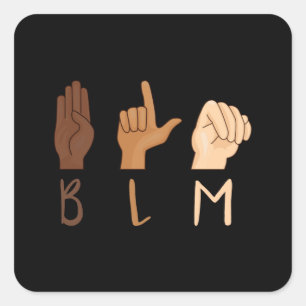 Black Lives Matter ASL Sign Language BLM Vierkante Sticker