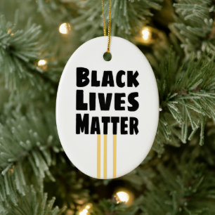 Black Lives Matter BLM 3 Yellow Stripes Keramisch Ornament