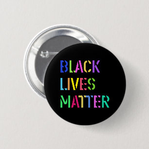 Black Lives Matter Colorful Stencil Design 01 Ronde Button 5,7 Cm