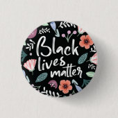 Black Lives Matter Floral Button (Voorkant)