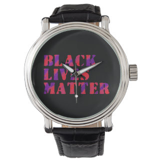 Black Lives Matter Painting 02 Red Paars Custom Horloge