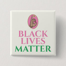Black Lives Matter Pink en Green Vierkante Button 5,1 Cm