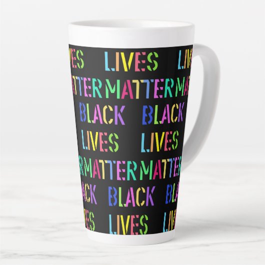 Black Lives Matter Stencil 01 Editable Latte Mok (Rechterhoek)