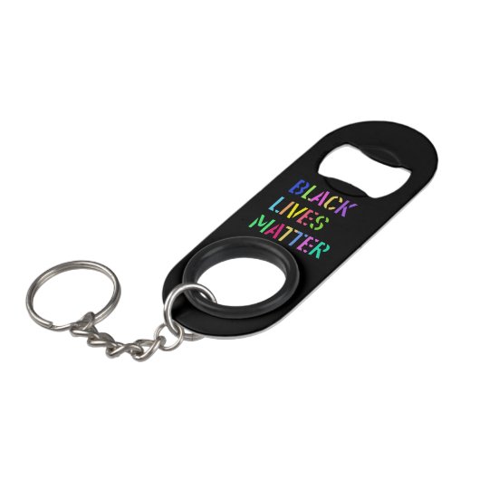 Black Lives Matter Stencil 01 Multiple Styles Mini Flessenopener (Voorkant Gekanteld)