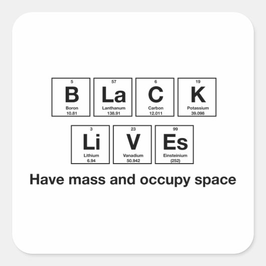 Black Lives - Symboles chimiques Stickers brillant (Devant)