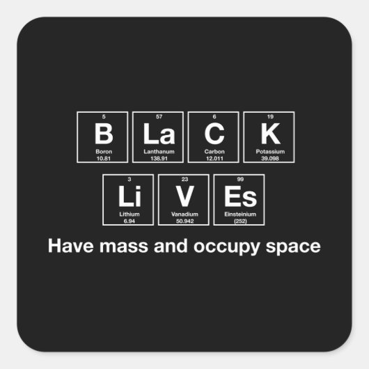 Black Lives - Symboles chimiques Stickers brillant (Devant)