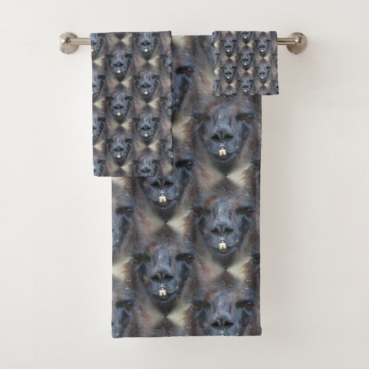 Black Llama Face Animal Pattern Bad Handdoek (Insitu)