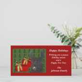 Black Llama Farm Animal Christmas Carte de vacance (Debout devant)