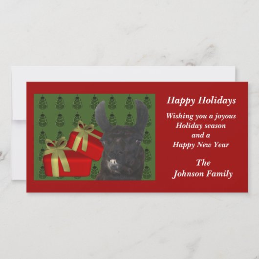 Black Llama Farm Animal Christmas Carte de vacance (Devant)