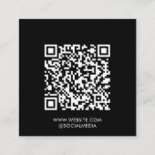 Black | Logo | Carte de visite de Carré de code QR (Dos)